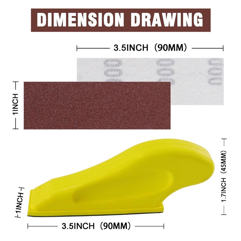 MAXMAN طقم ورق صنفرة ميكرو 100 قطعة، 3.5 بوصة × 1 بوصة كتلة صنفرة يدوية لاصبع صنفرة للمشاريع الصغيرة، ورق صنفرة متنوع من 80 120 240 400 600 800 1000 1200 1500 2000 حبيبة لصنفرة الحرف الخشبية - Image 4